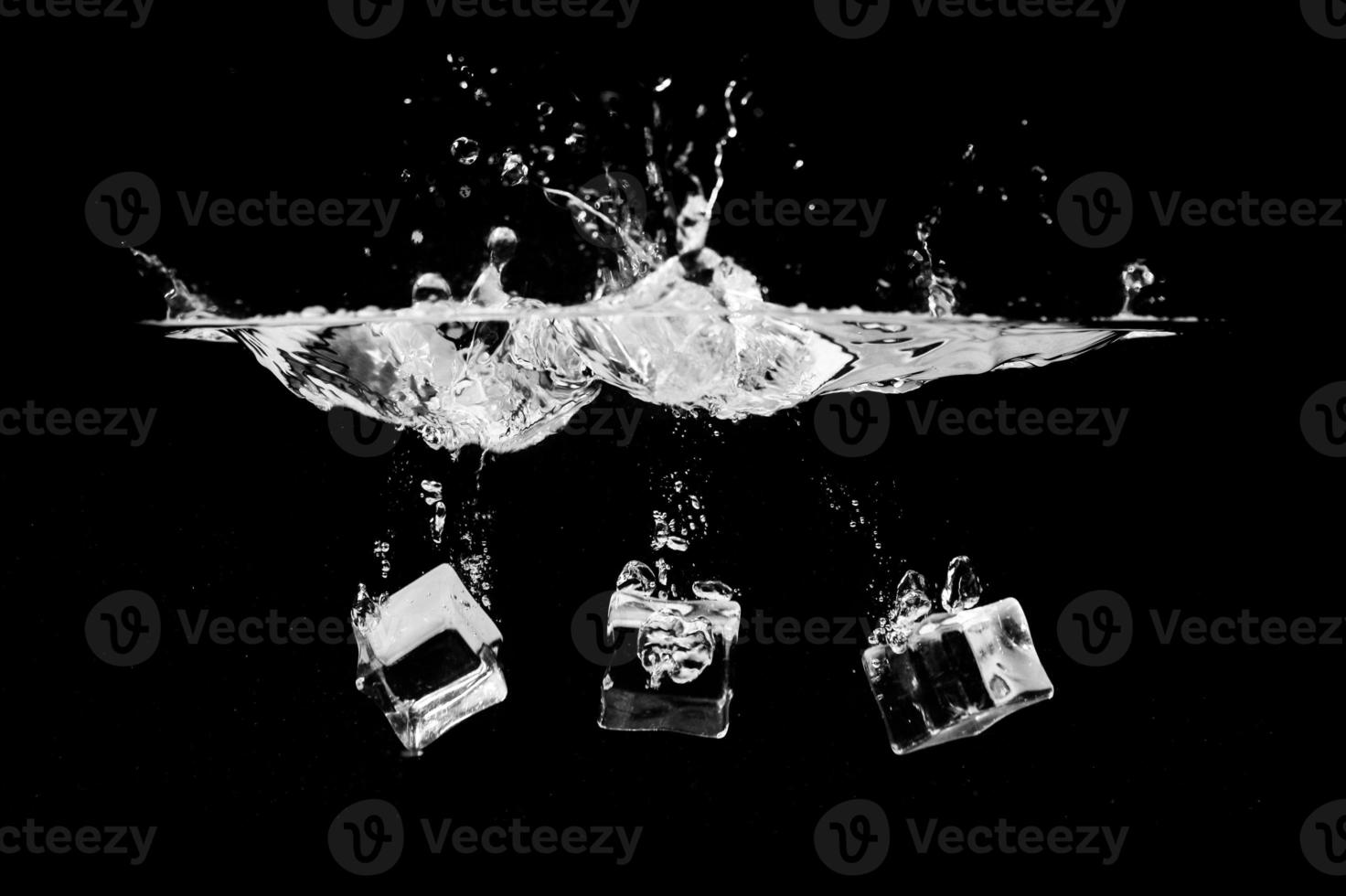 ice cubes on a black background photo