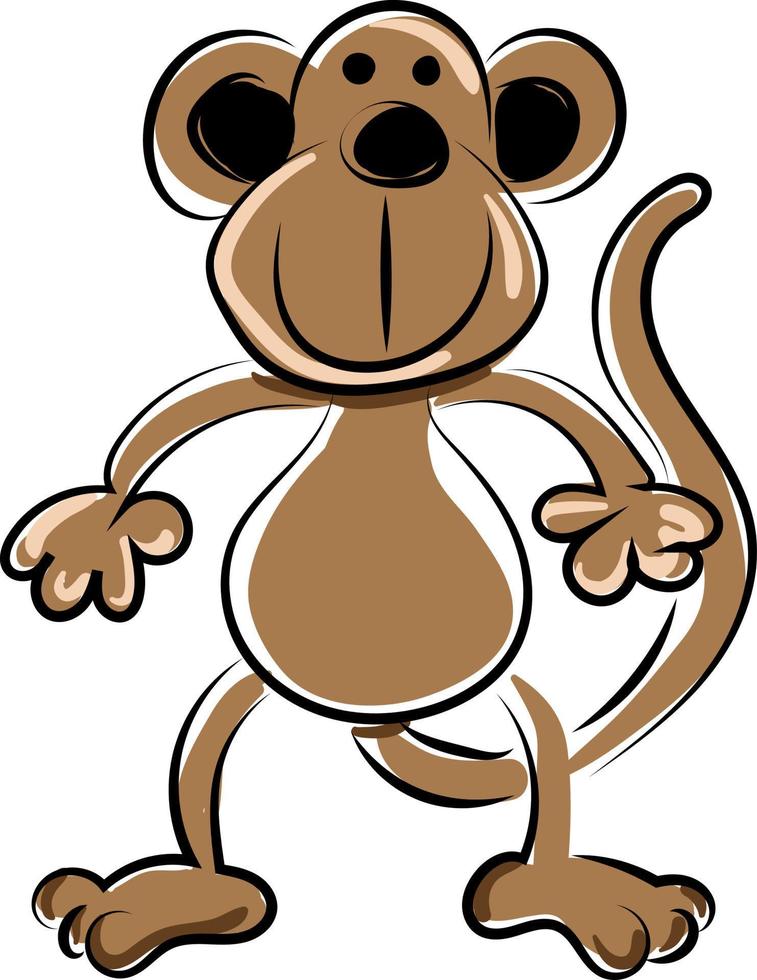 Monkey toy, illustration, vector on white background.