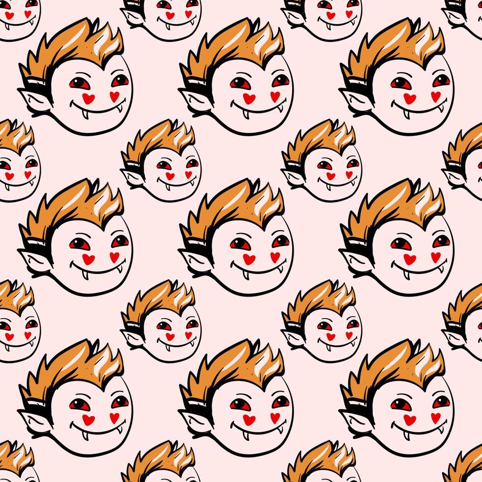 Vampire head pattern, illustration, vector on white background