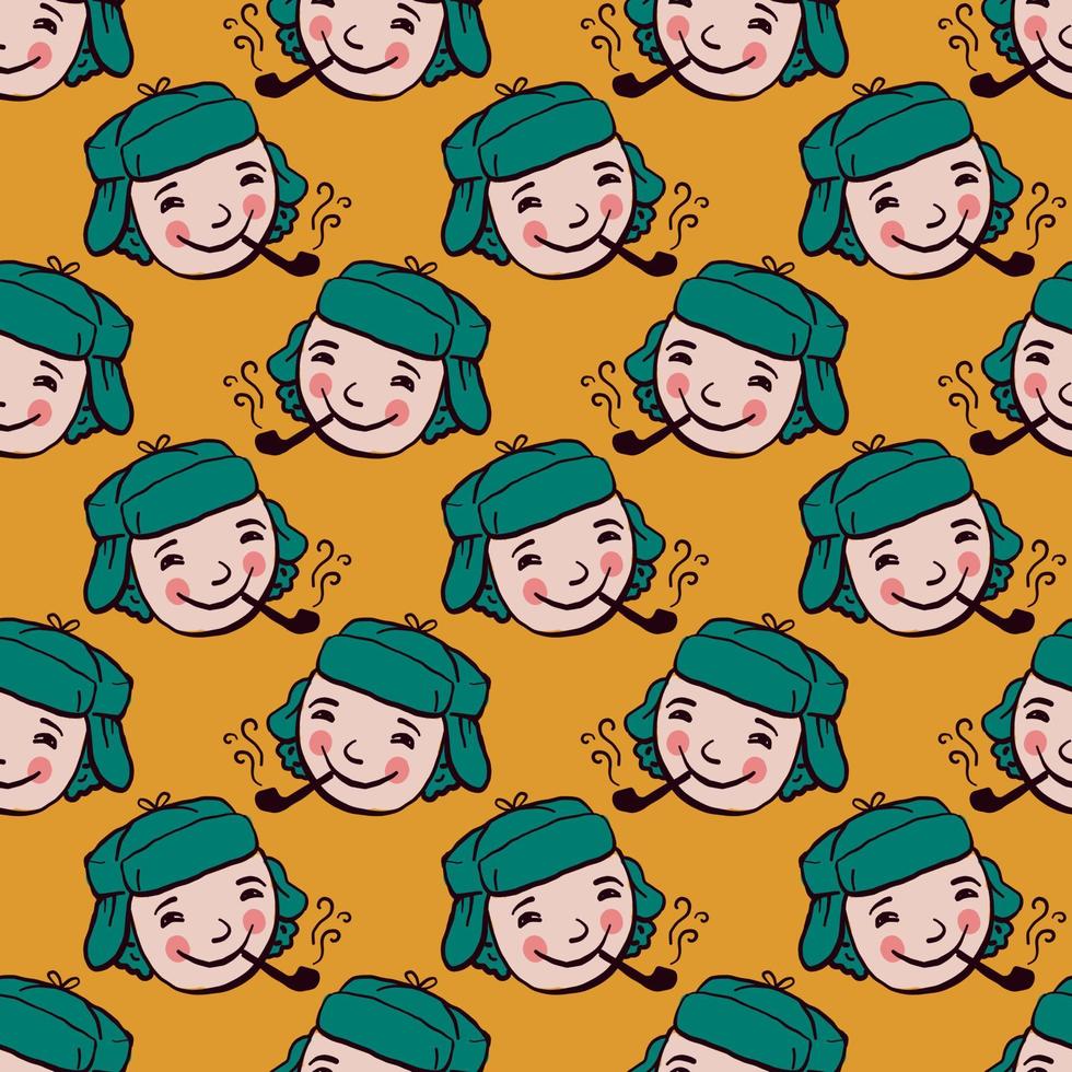 Sherlock Holmes pattern, seamless pattern on green background. vector