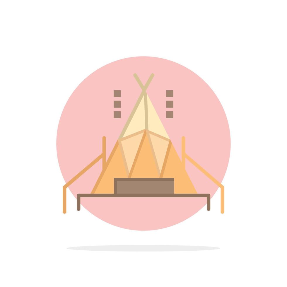 campamento tienda camping círculo abstracto fondo color plano icono vector