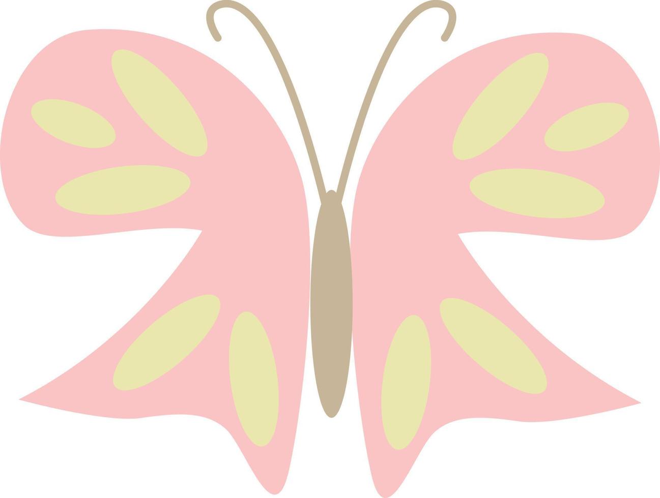 Pink butterfly with yellow circles, illustration, vector, on a white background. vector