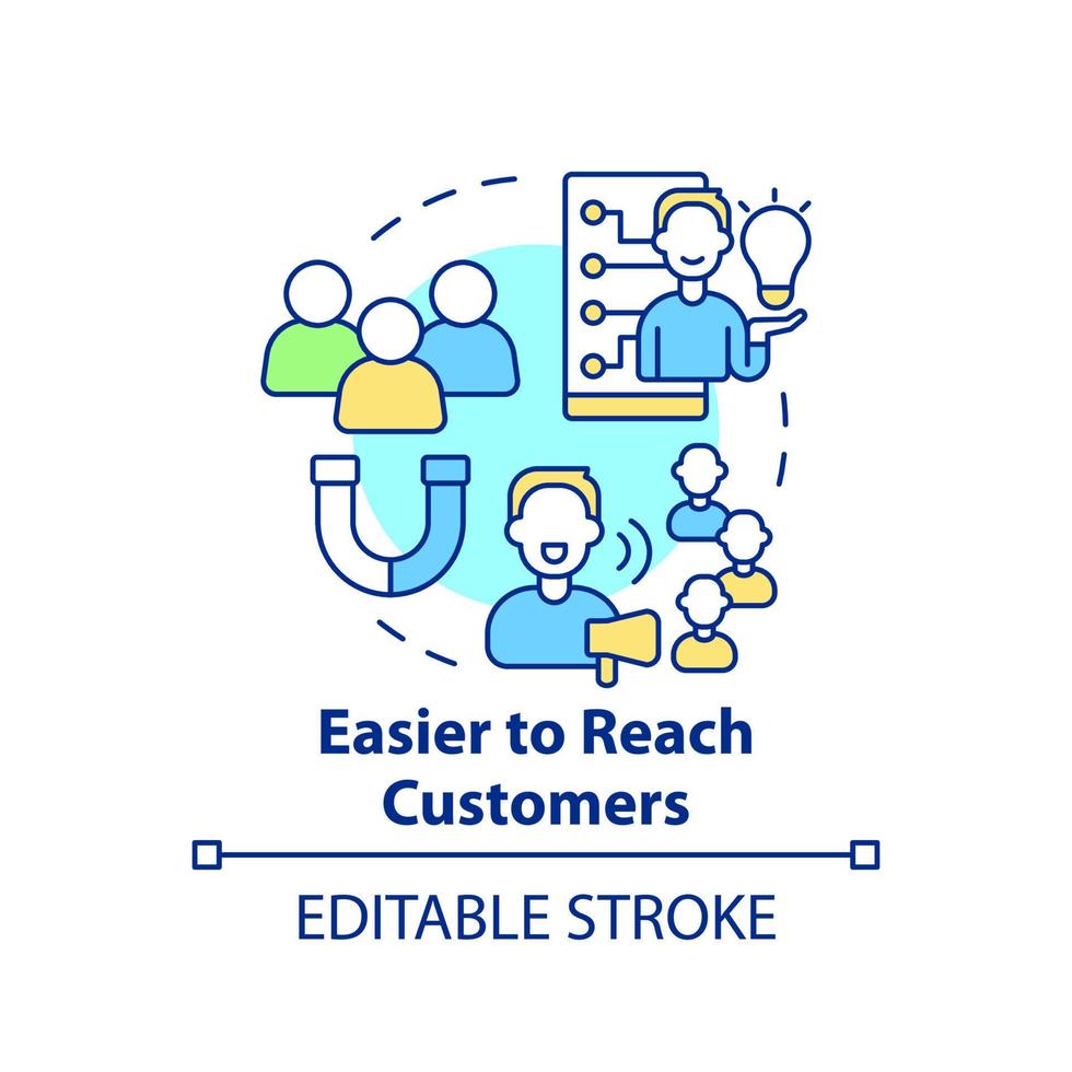Easier to reach customers concept icon. Why digital first mindset is essential abstract idea thin line illustration. Isolated outline drawing. Editable stroke. vector