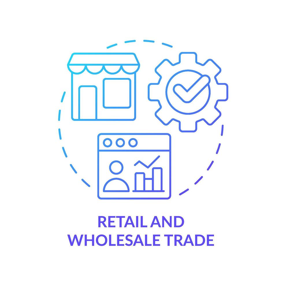 Retail and wholesale trade blue gradient concept icon. Big data application abstract idea thin line illustration. Customer satisfaction. Isolated outline drawing. vector