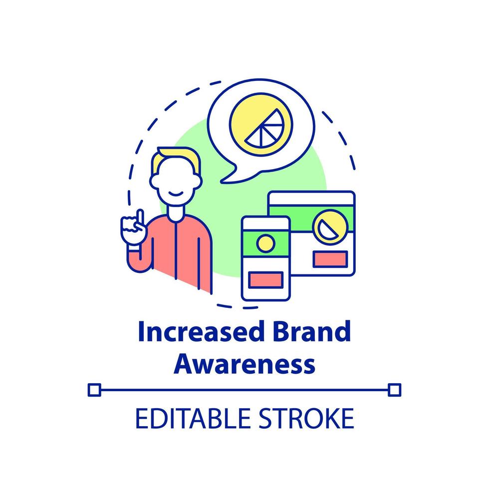 Increased brand awareness concept icon. Social media promo. Digital