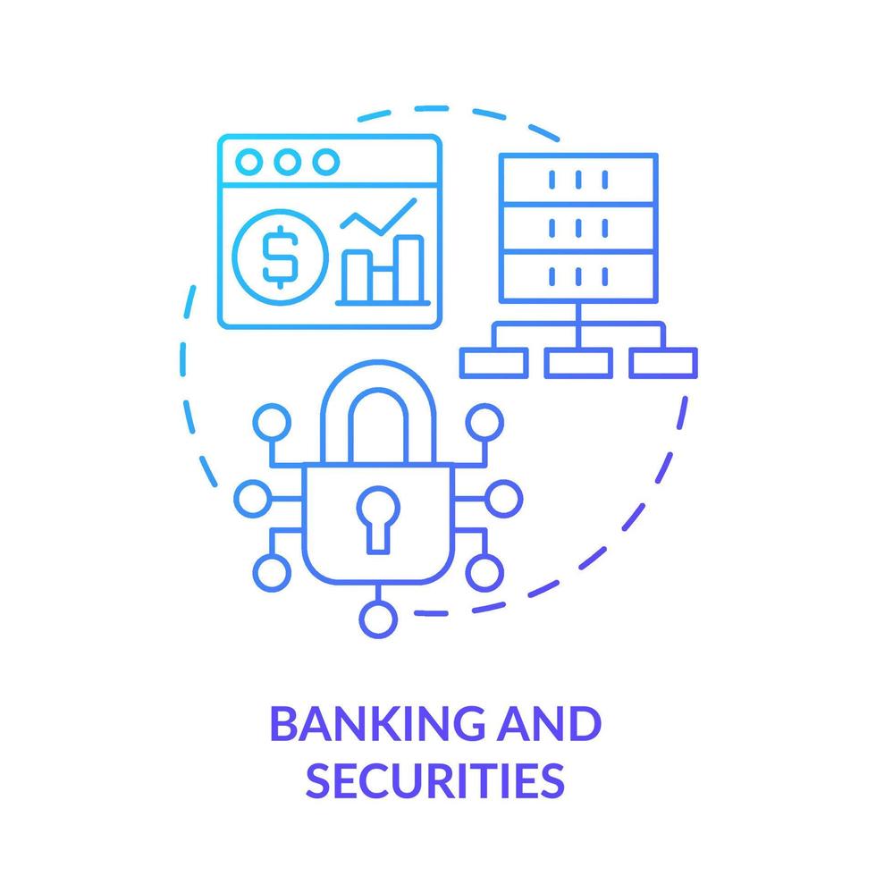 Banking and securities blue gradient concept icon. Big data application abstract idea thin line illustration. Reducing financial risks. Isolated outline drawing. vector