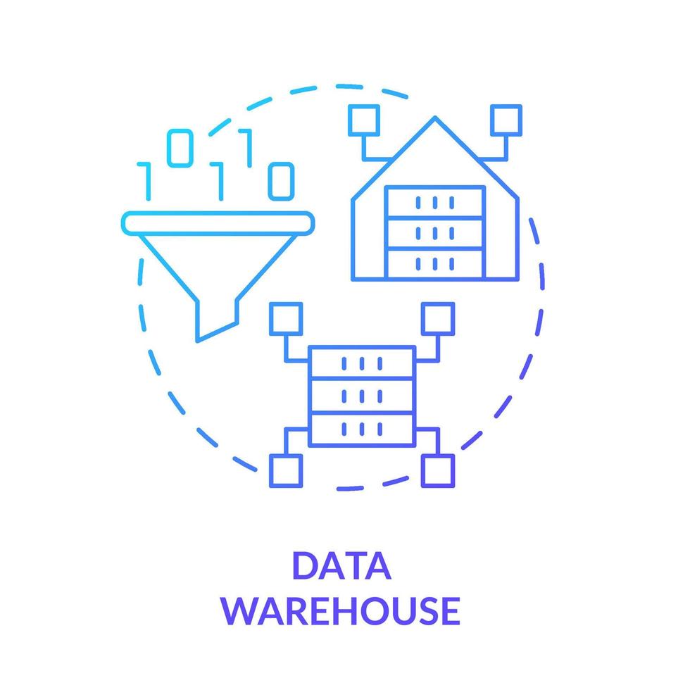 icono de concepto de gradiente azul de almacén de datos. repositorio de información idea abstracta ilustración de línea delgada. gestión de datos. sistema empresarial. dibujo de contorno aislado. vector