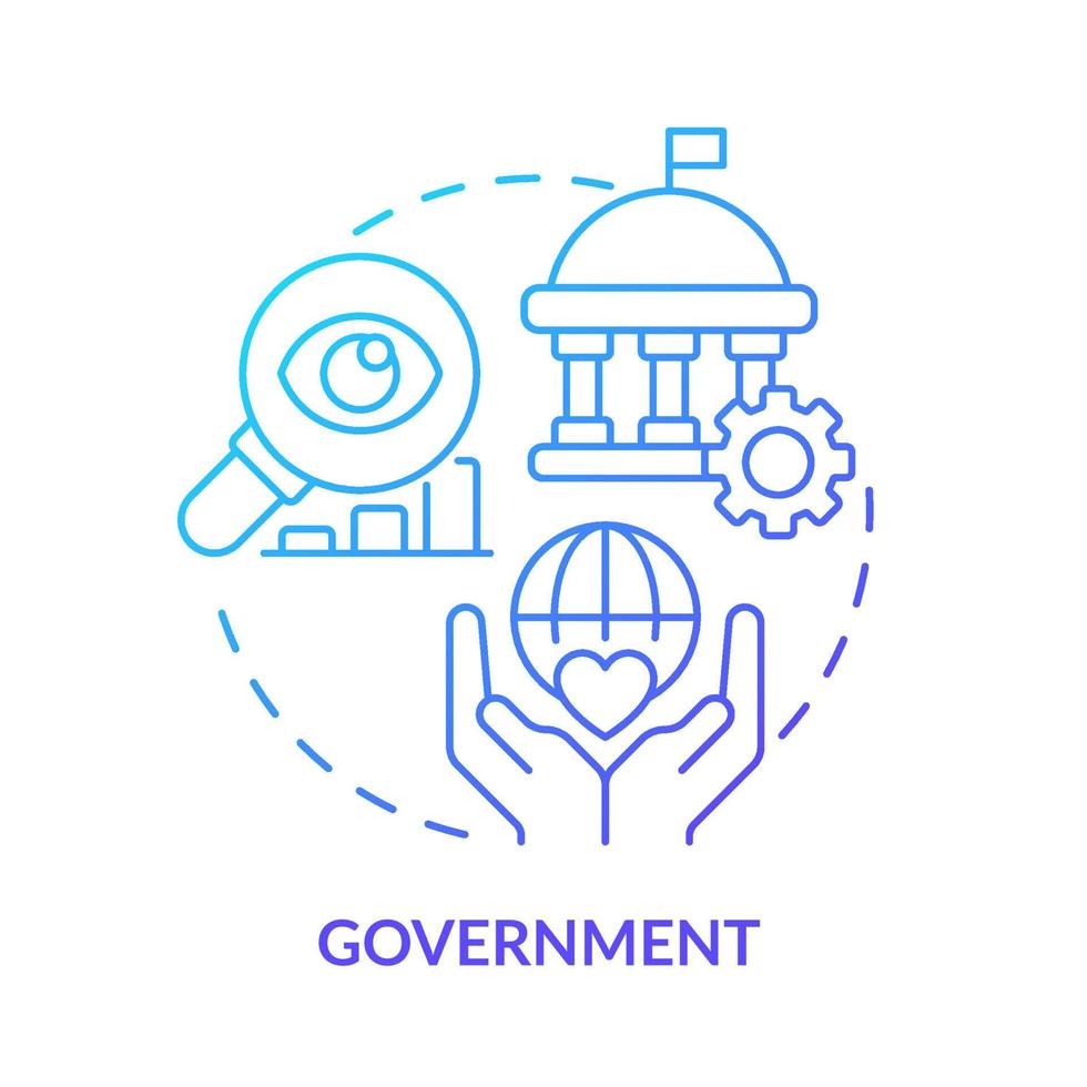 Government blue gradient concept icon. Big data application abstract idea thin line illustration. Public administration. Effective management. Isolated outline drawing. vector