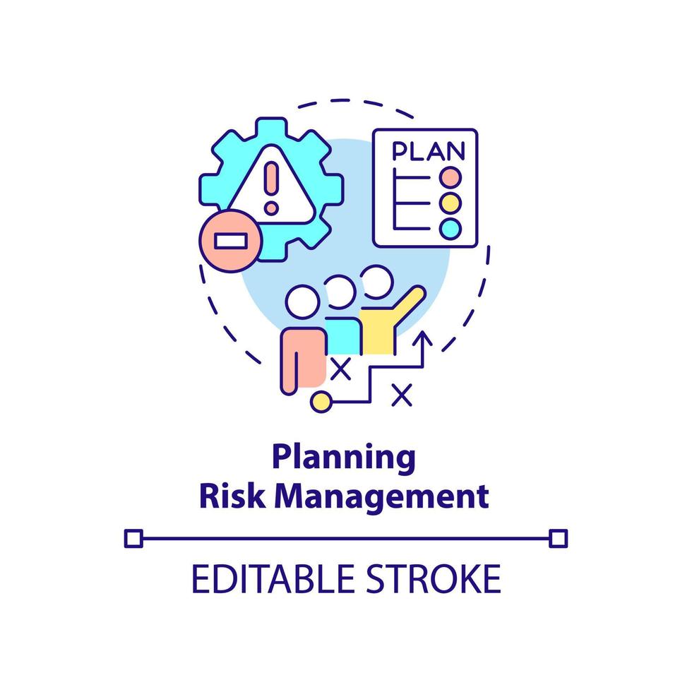 Planning risk management concept icon. Handle potential risks abstract idea thin line illustration. Possible problems. Isolated outline drawing. Editable stroke. vector