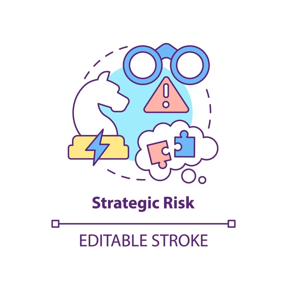 Strategic risk concept icon. Risk category abstract idea thin line illustration. Inadequate solutions. Expected failures. Isolated outline drawing. Editable stroke. vector