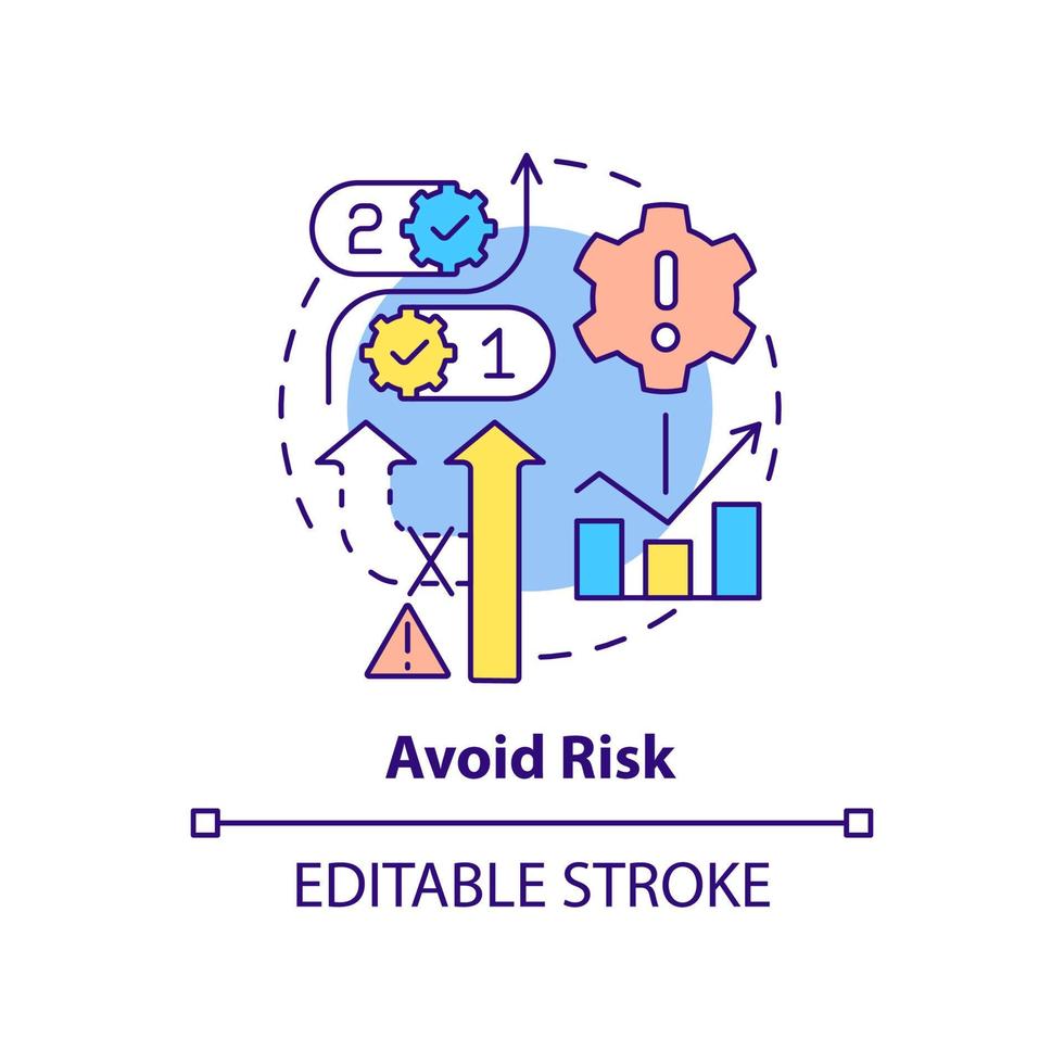 Avoid risk concept icon. Risk management step abstract idea thin line illustration. Choosing least risky options. Isolated outline drawing. Editable stroke. vector