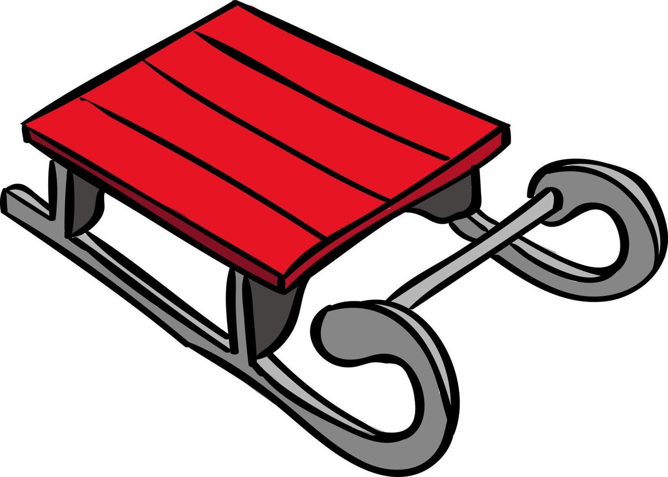 trineo rojo, ilustración, vector sobre fondo blanco.