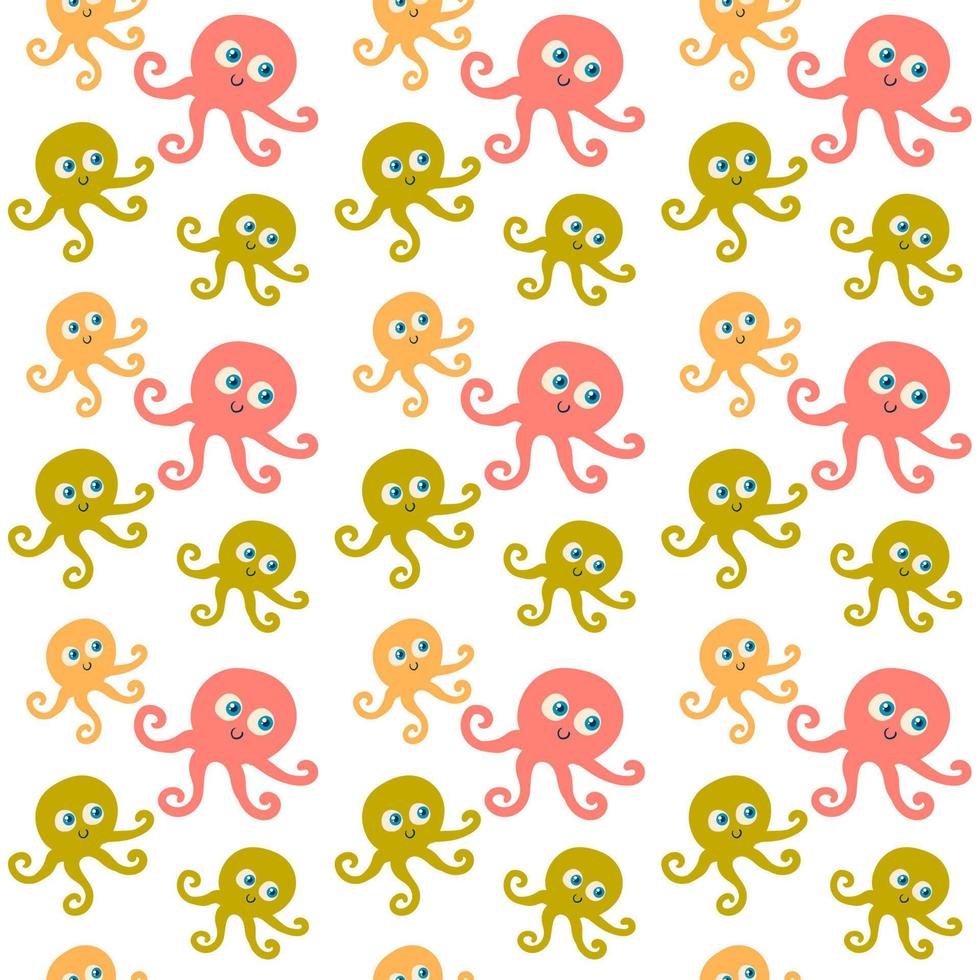 Octopus pattern, illustration, vector on white background.