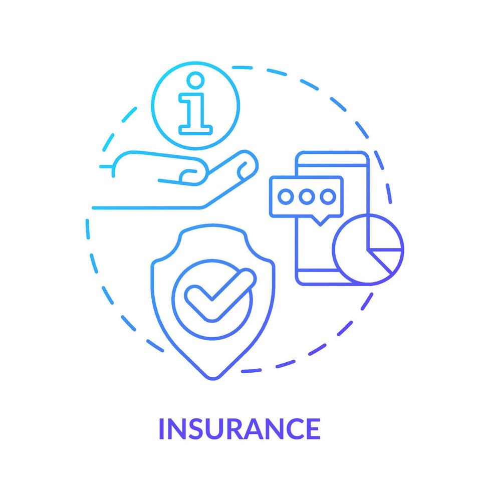 icono de concepto de gradiente azul seguro. aplicación de big data idea abstracta ilustración de línea delgada. reducir el riesgo de precio. análisis predictivo. dibujo de contorno aislado. vector