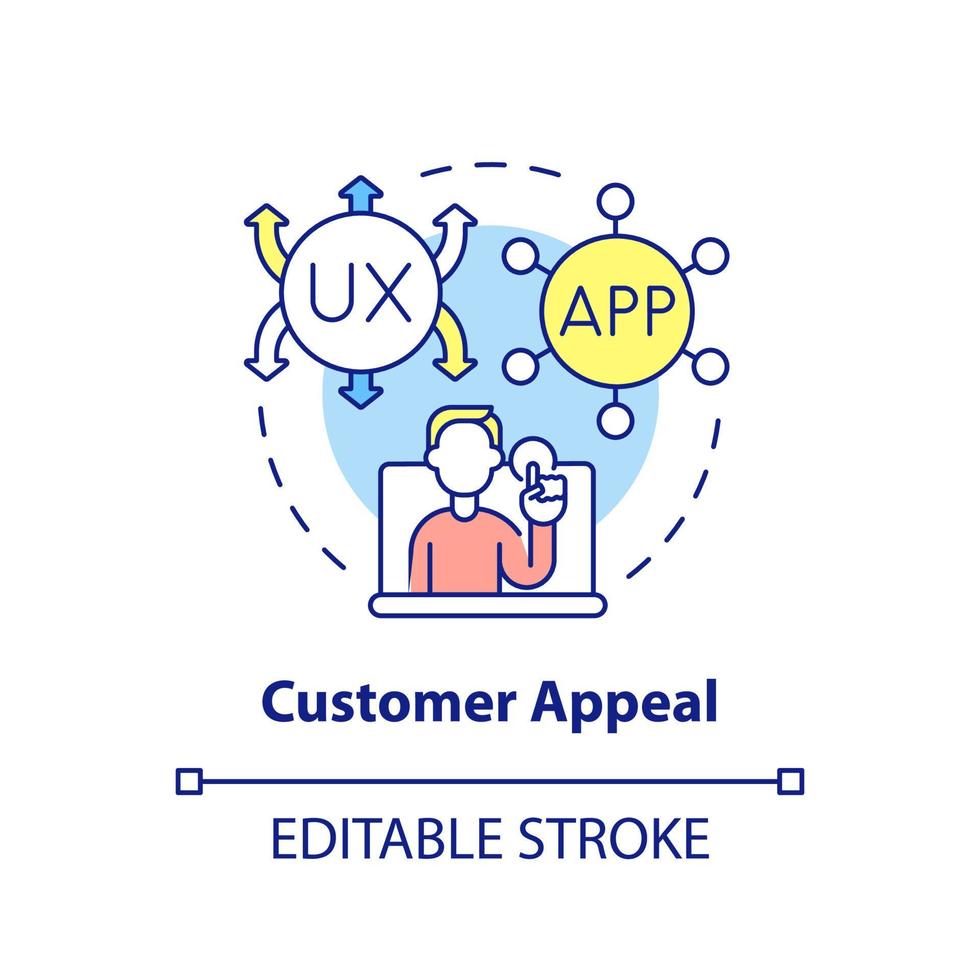 Customer appeal concept icon. Client experience. Digital first mindset importance abstract idea thin line illustration. Isolated outline drawing. Editable stroke. vector
