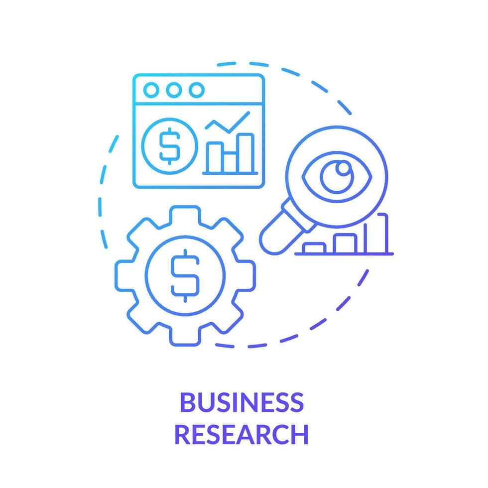 Business research blue gradient concept icon. Data mining process abstract idea thin line illustration. Advanced analytic techniques. Isolated outline drawing. vector