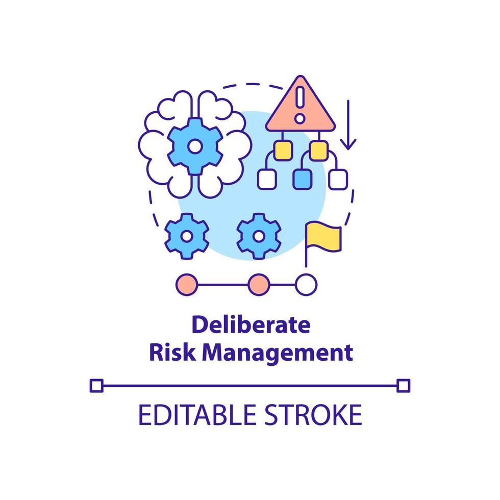 Deliberate risk management concept icon. Risk supervision abstract idea thin line illustration. Making dangerous decisions. Isolated outline drawing. Editable stroke. vector
