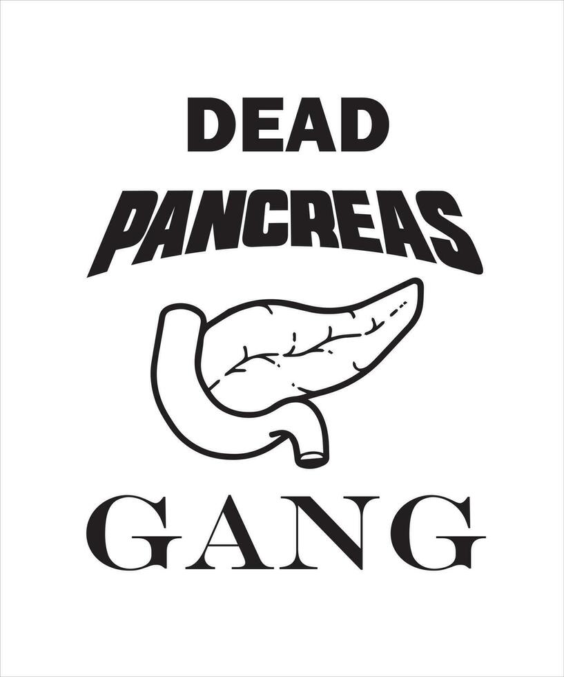diseño de camisetas de pandillas de páncreas muerto. vector
