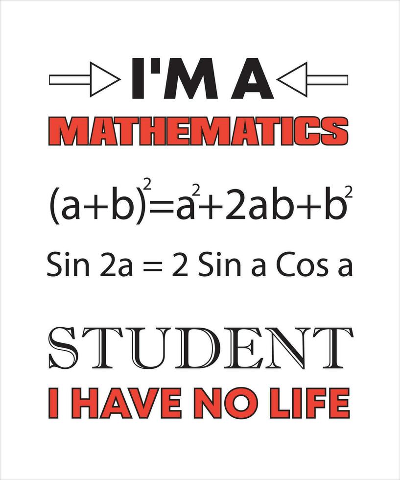 I'M A MATHEMATICS STUDENT I HAVE NO LIFE T-SHIRT DESIGN vector