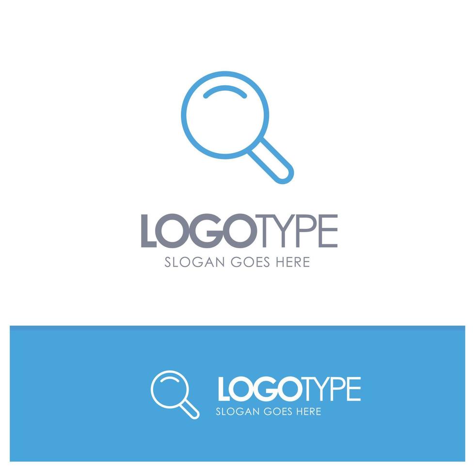 logotipo de contorno azul de interfaz de usuario de búsqueda ampliada con lugar para el eslogan vector