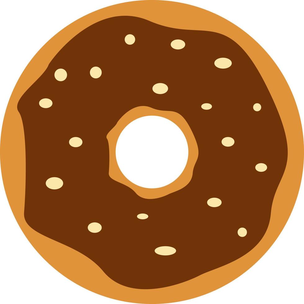 Chocolate donut, illustration, vector on white background.