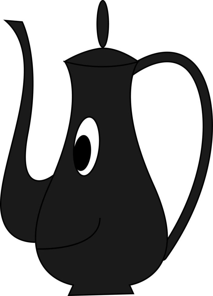 Black teapot, illustration, vector on white background.