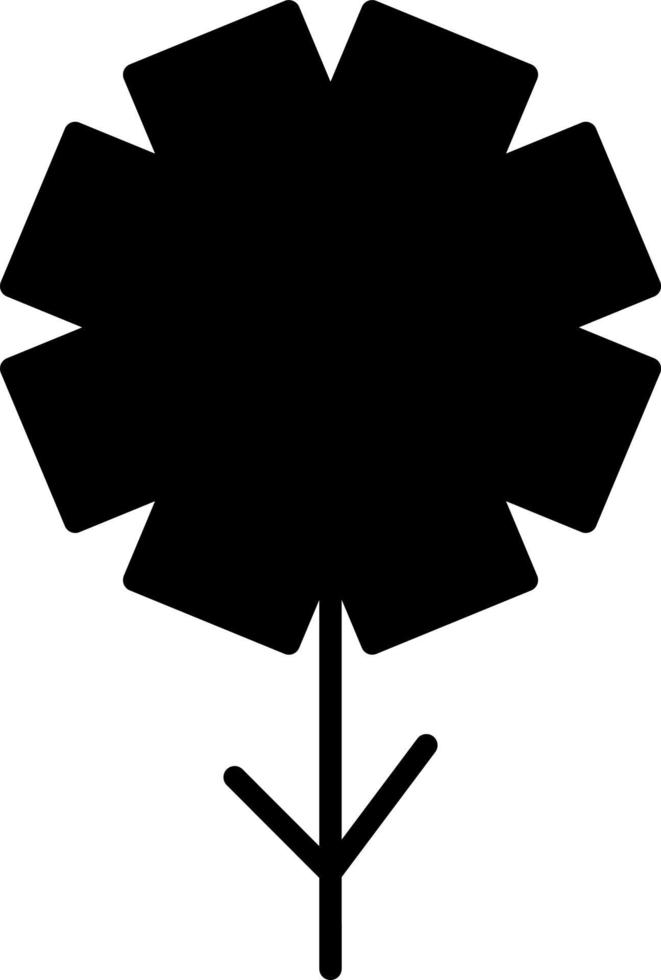 Black flower with eight wide petals, illustration, vector on white background.