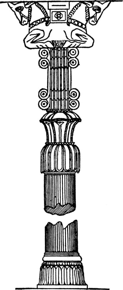 Column from Persepolis, vintage illustration. vector