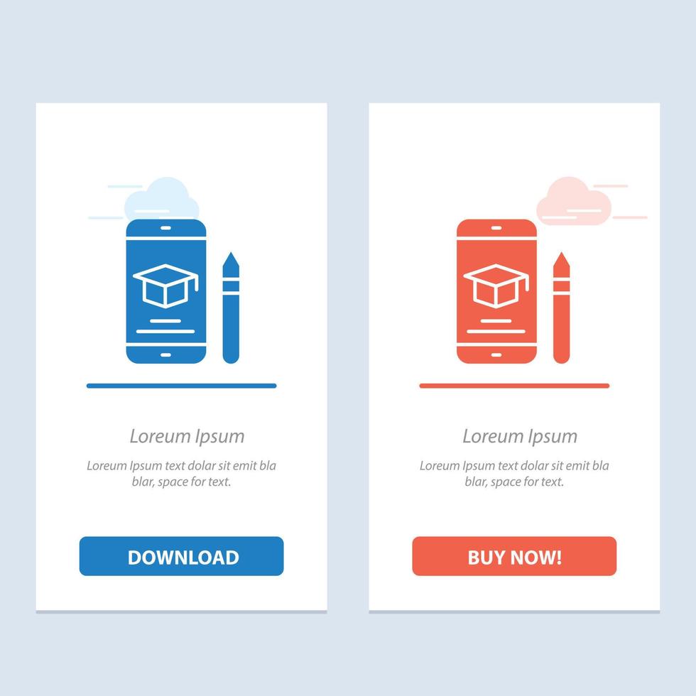 Cap Education Graduation Mobile Pencil  Blue and Red Download and Buy Now web Widget Card Template vector