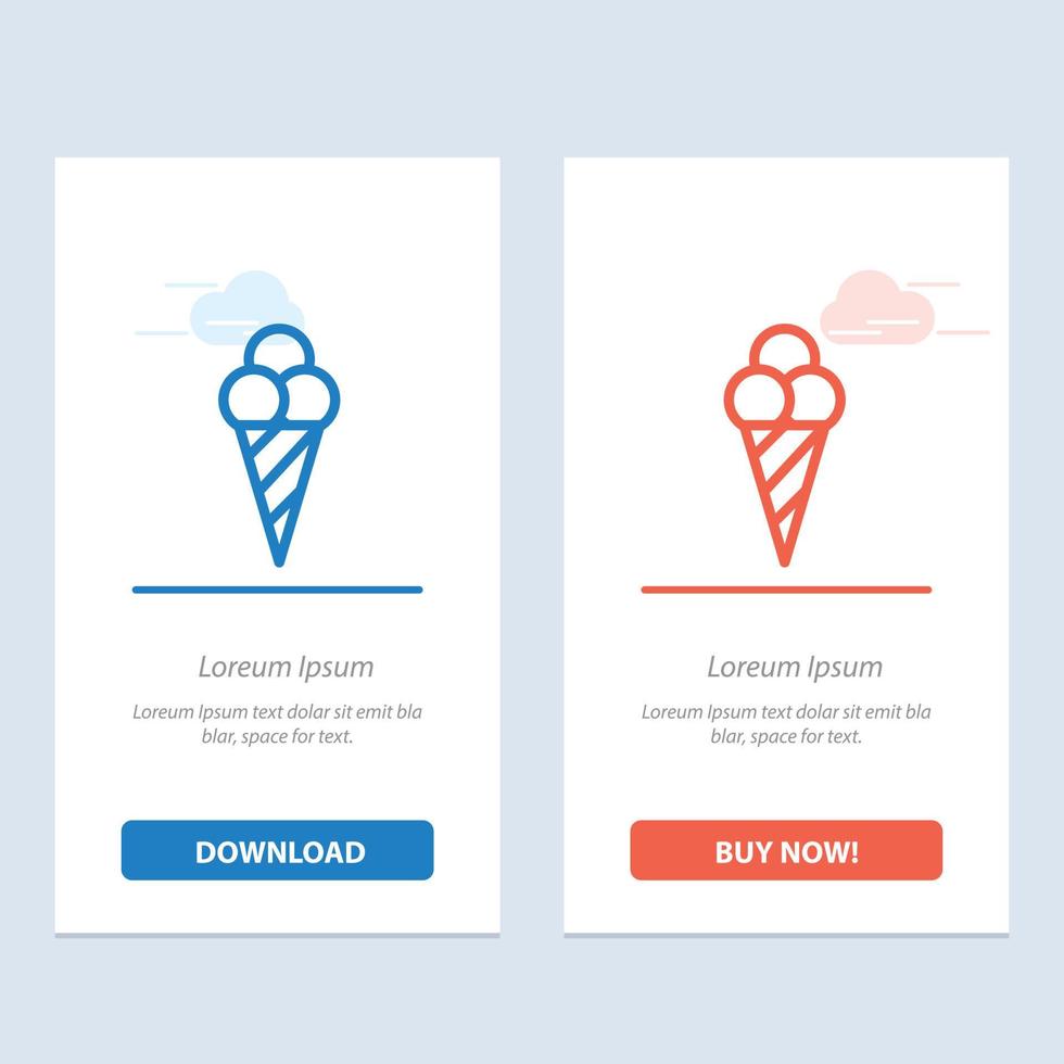 cono de helado de playa azul y rojo descargar y comprar ahora plantilla de tarjeta de widget web vector