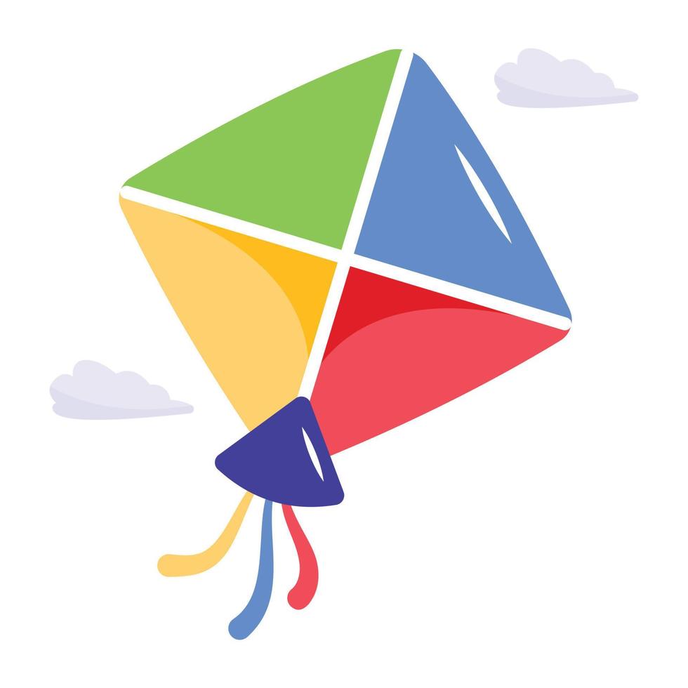 Kite flying flat icon design vector