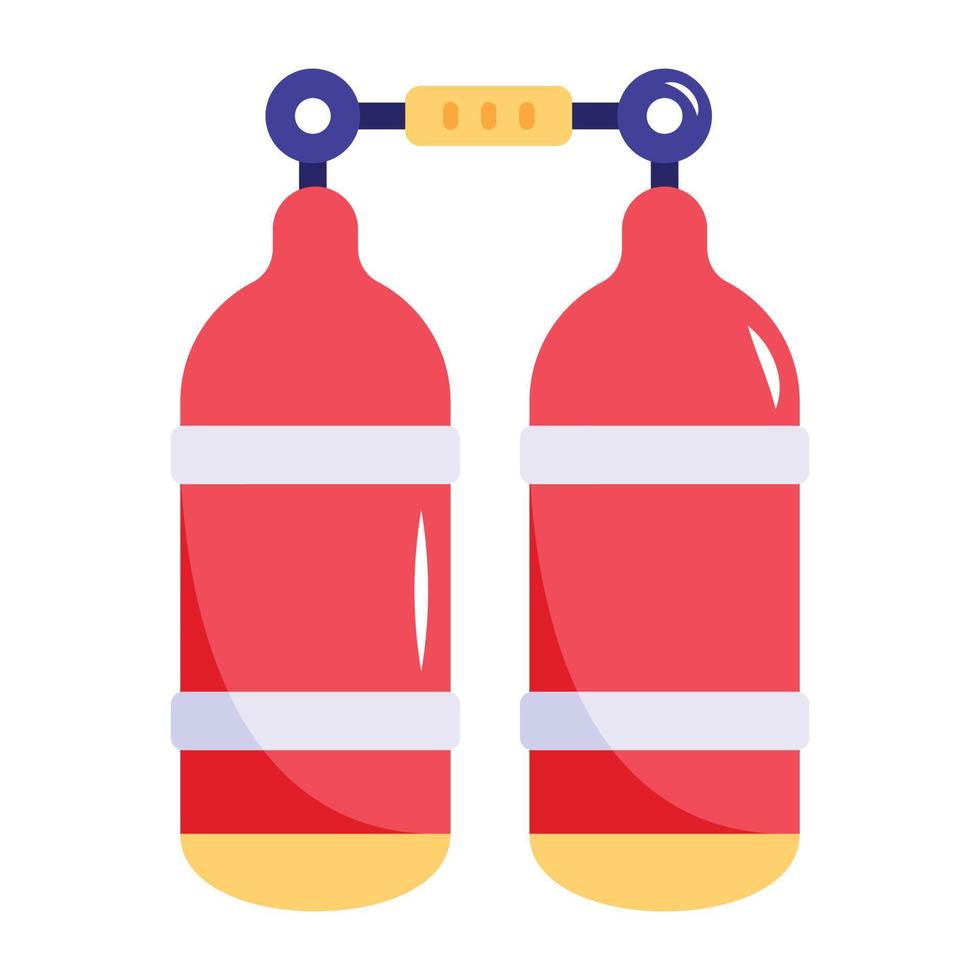 Diving cylinders for breathing, flat icon vector