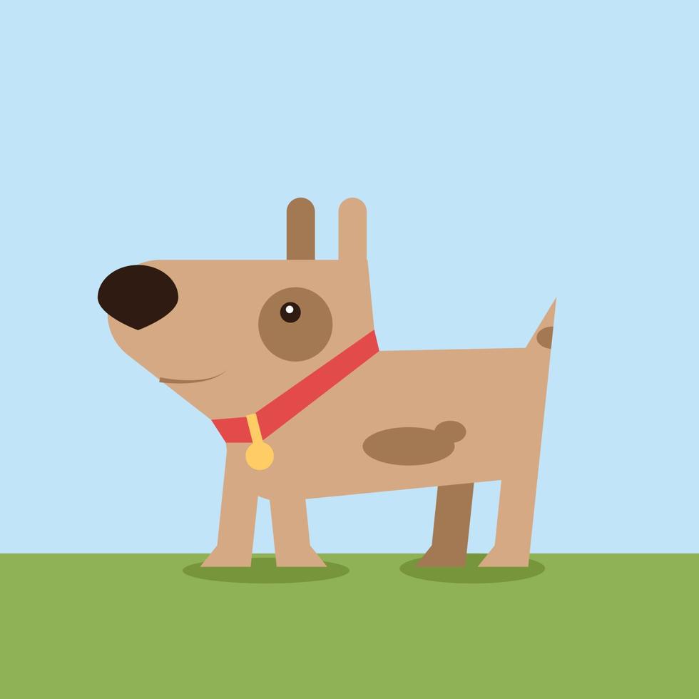 Dog on grass, illustration, vector on white background.