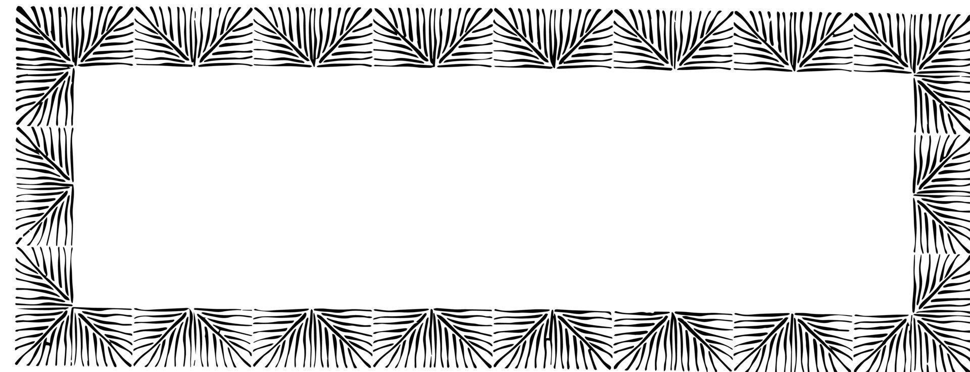 Ornate banner have desert plants pattern in this border, vintage engraving. vector