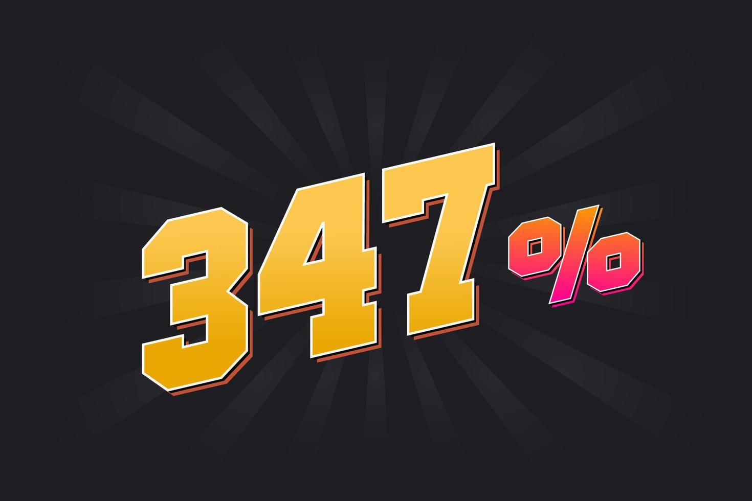347 discount banner with dark background and yellow text. 347 percent sales promotional design. vector