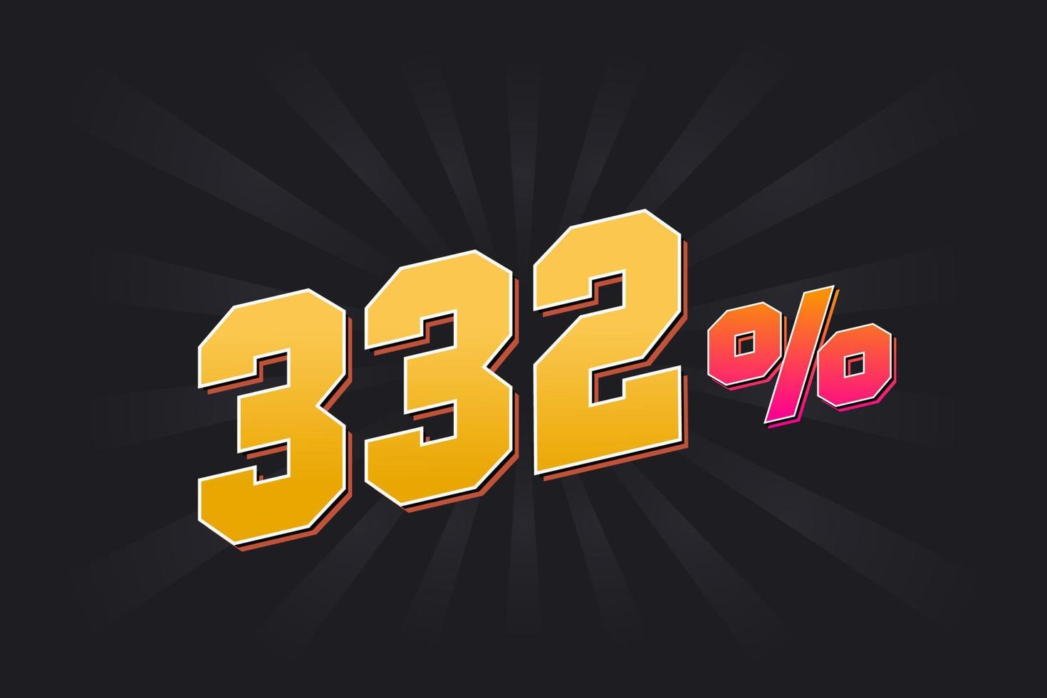 332 discount banner with dark background and yellow text. 332 percent sales promotional design. vector