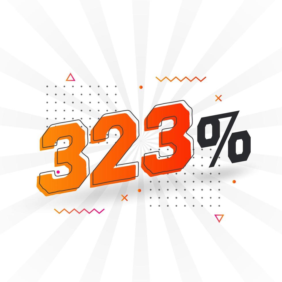 323 promoción de banner de marketing de descuento. 323 por ciento de diseño promocional de ventas. vector