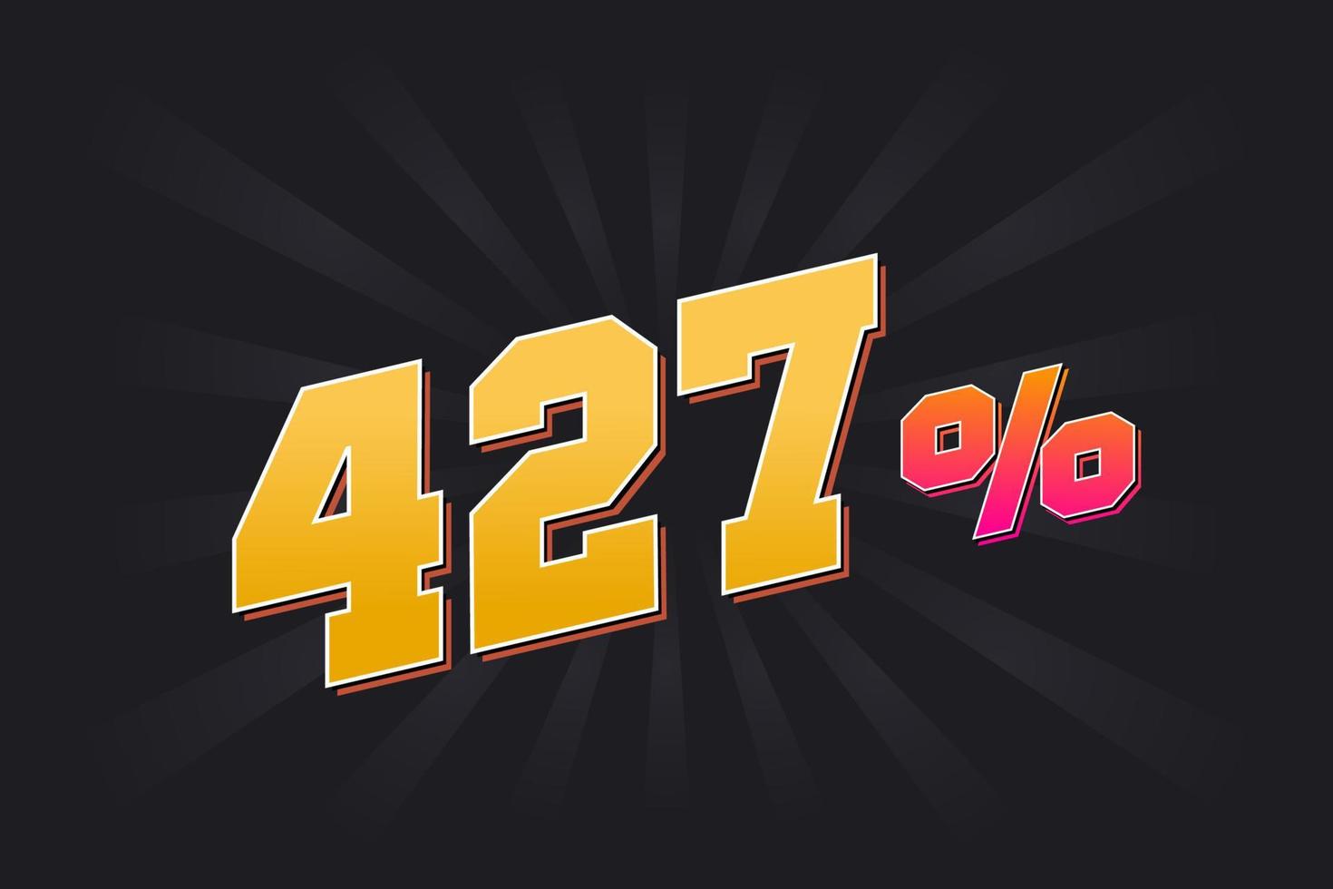 427 discount banner with dark background and yellow text. 427 percent sales promotional design. vector