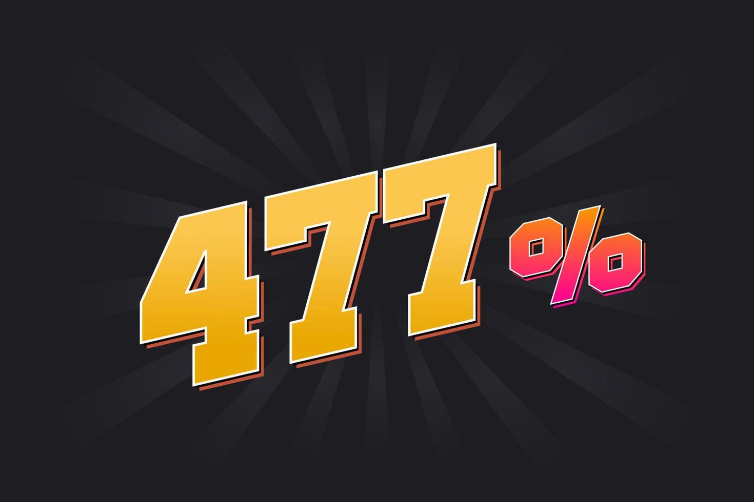 477 discount banner with dark background and yellow text. 477 percent sales promotional design. vector