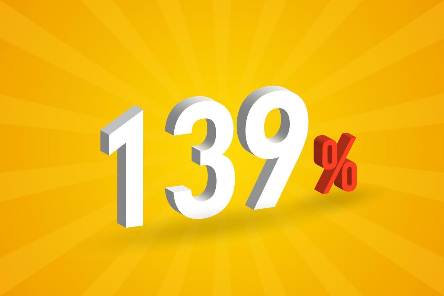 139 discount 3D text for sells and promotion. vector