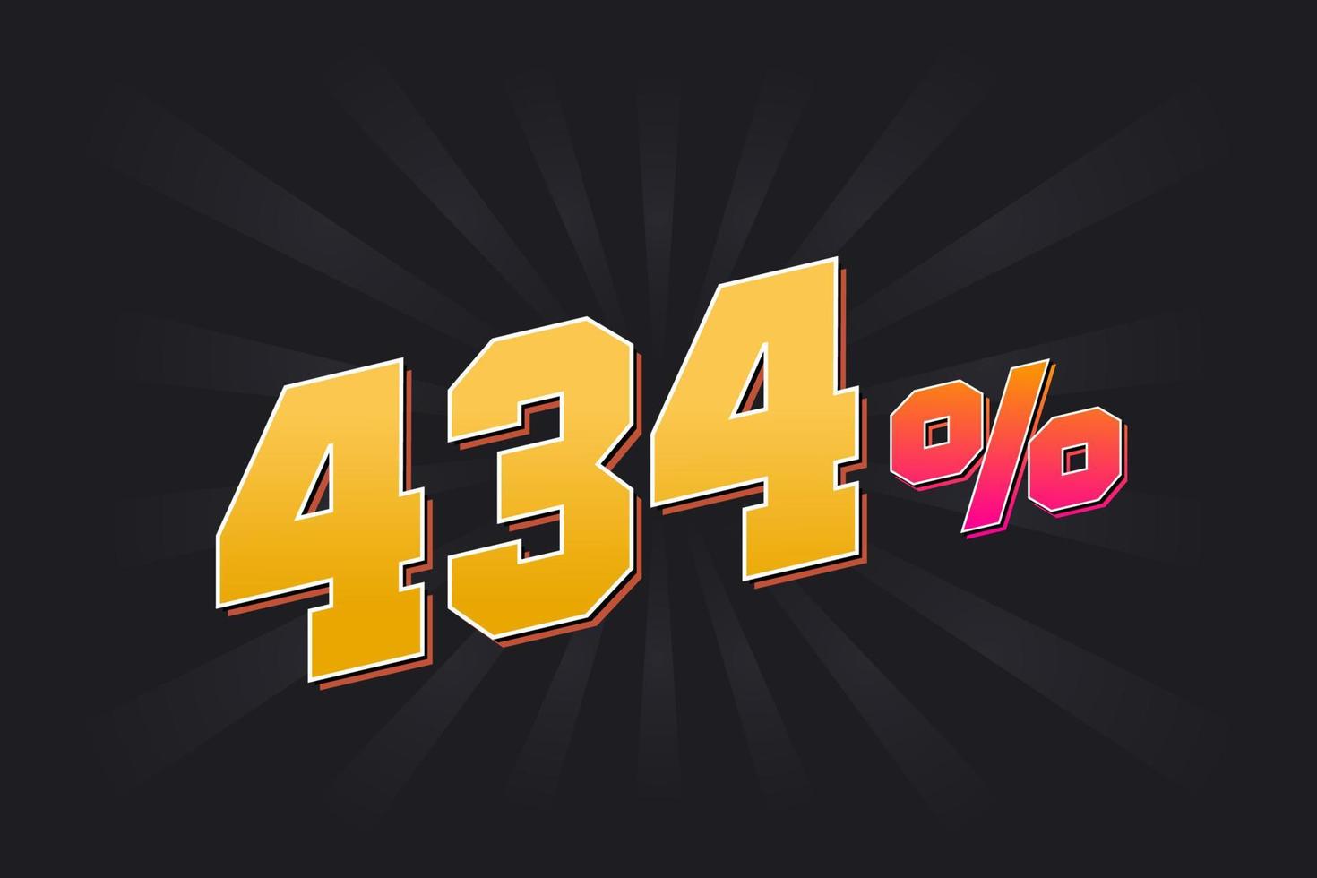 434 discount banner with dark background and yellow text. 434 percent sales promotional design. vector
