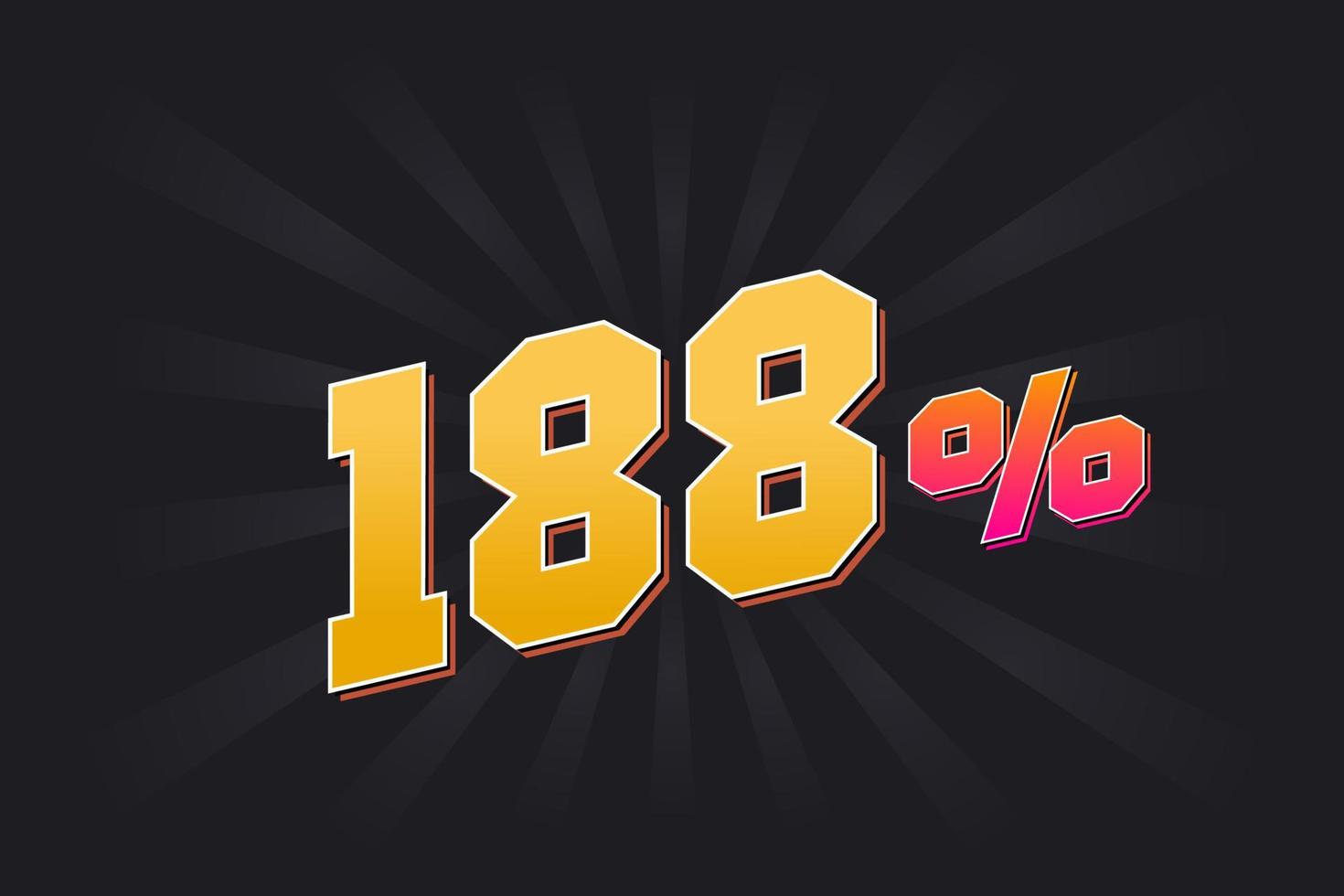 188 banner de descuento con fondo oscuro y texto amarillo. 188 por ciento de diseño promocional de ventas. vector