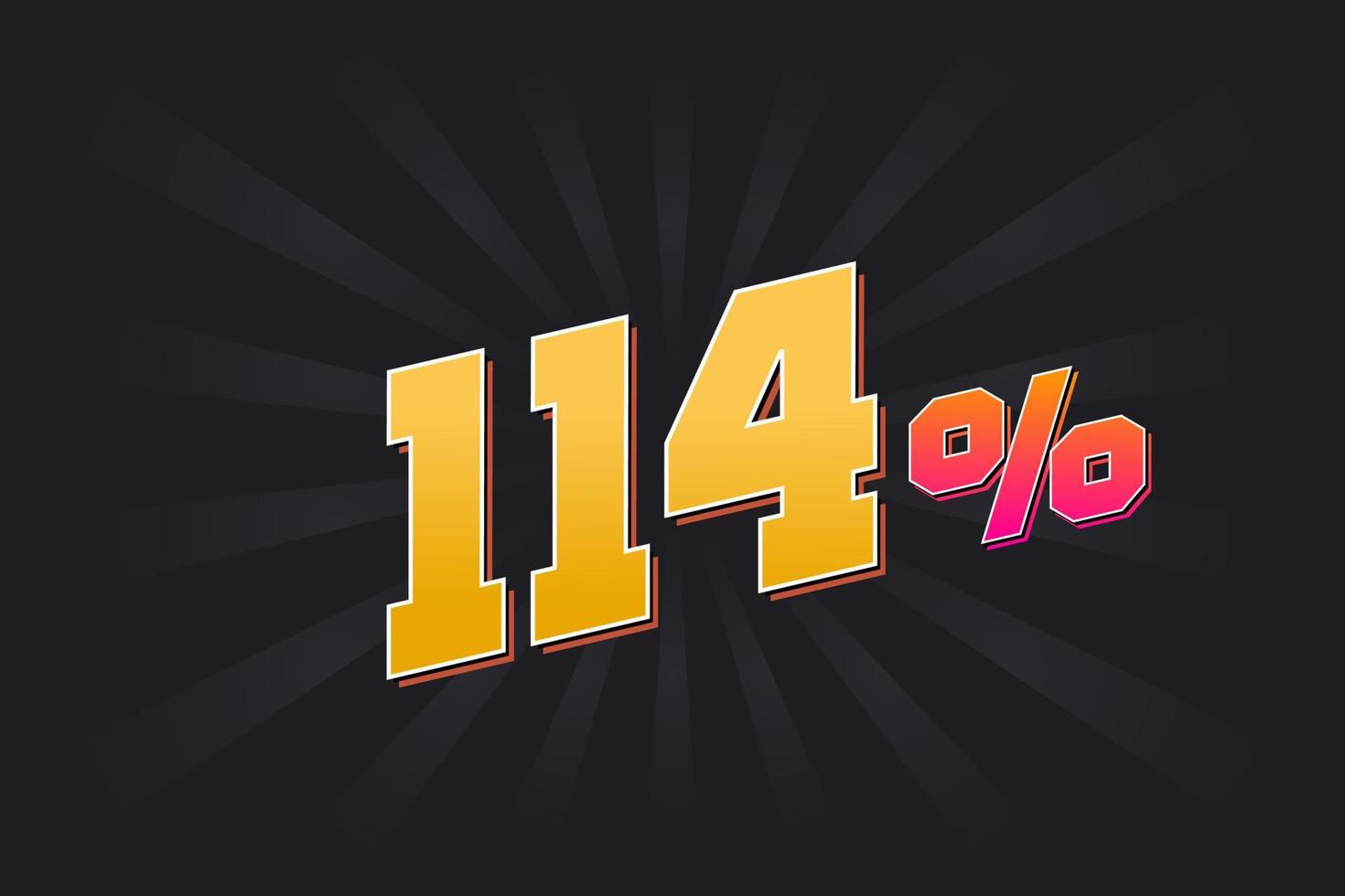 114 discount banner with dark background and yellow text. 114 percent sales promotional design. vector