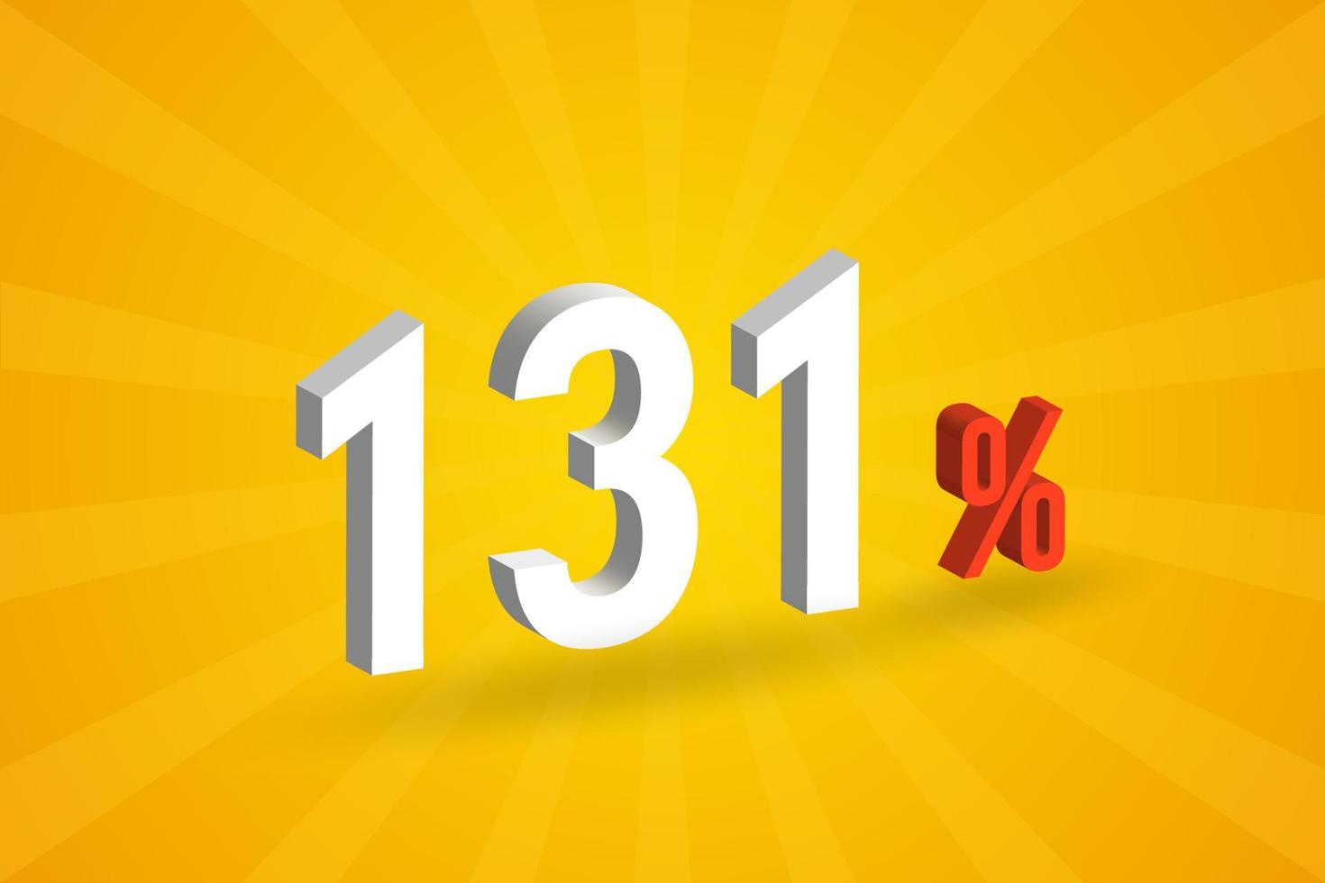 131 discount 3D text for sells and promotion. vector