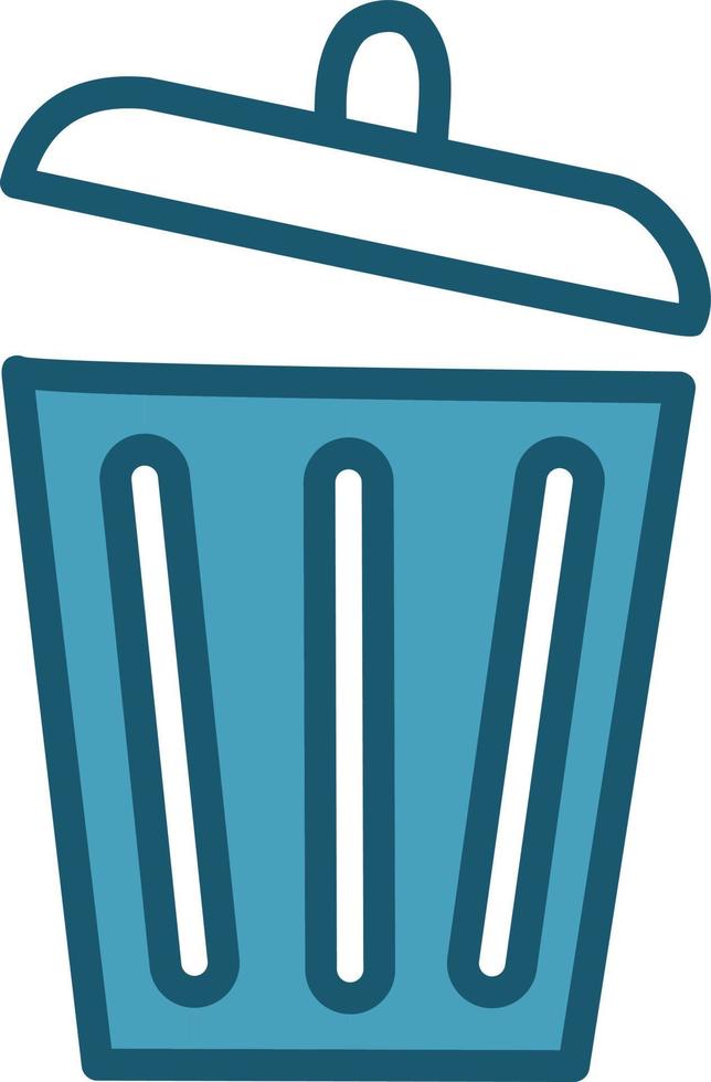Blue trash bin, illustration, vector on a white background.
