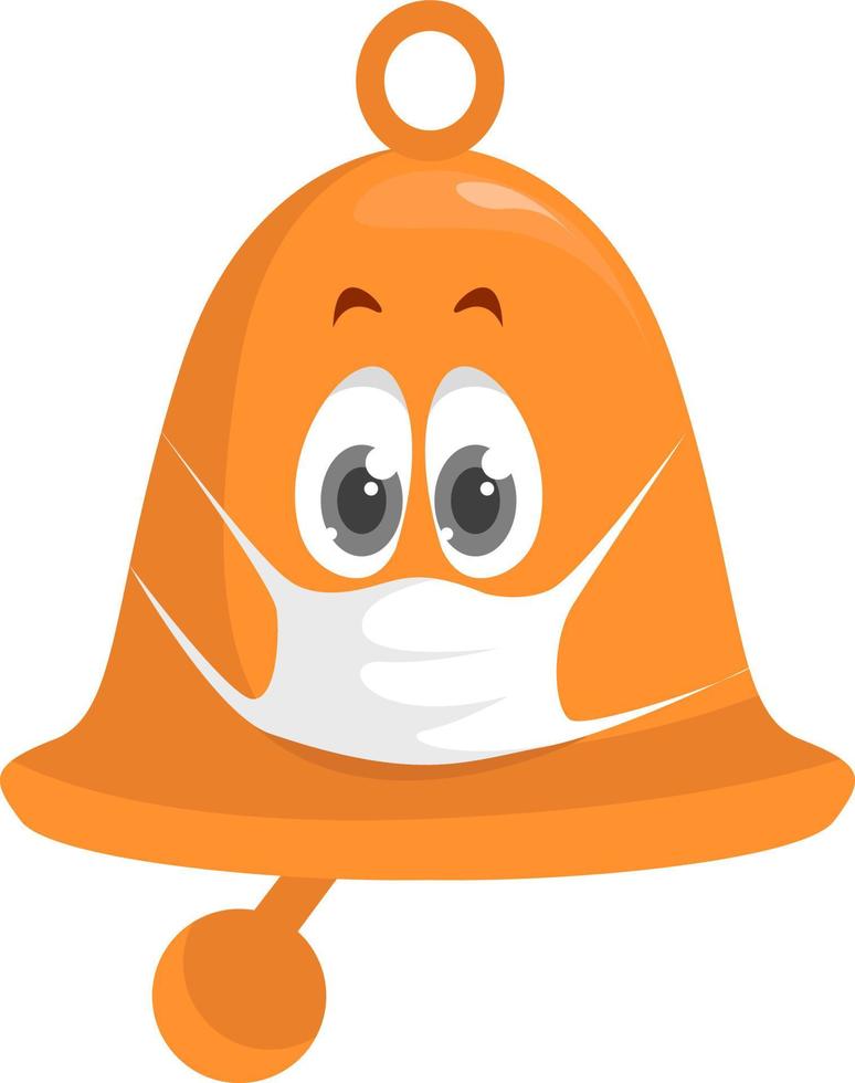 Bell with medical mask , illustration, vector on white background