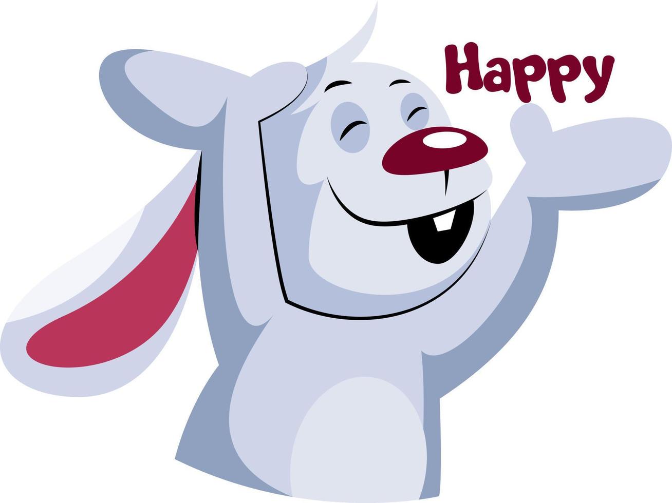 Happy white rabbit vector illustration on a white background