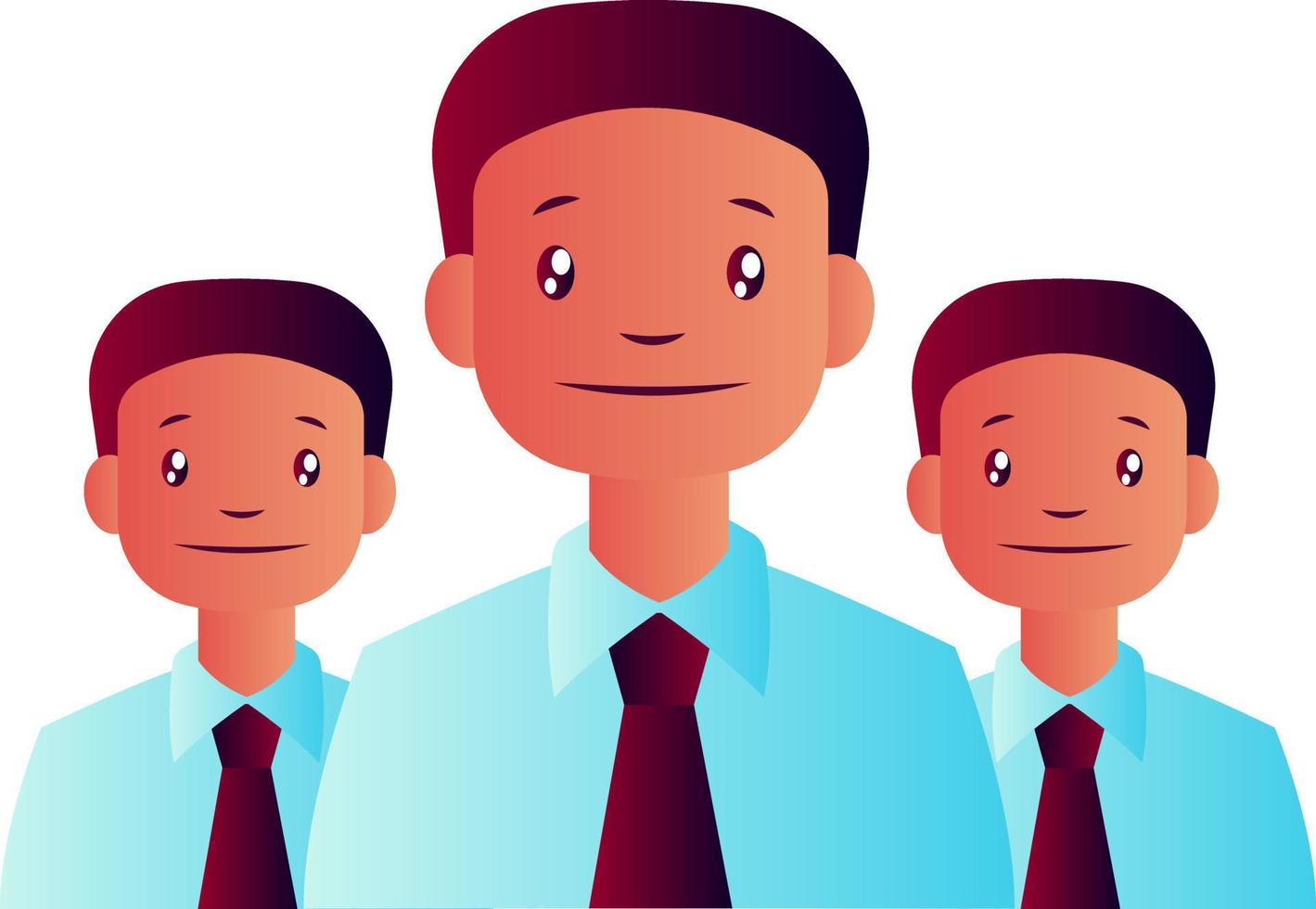 ilustración vectorial de tres hombres con lazos sobre fondo blanco vector