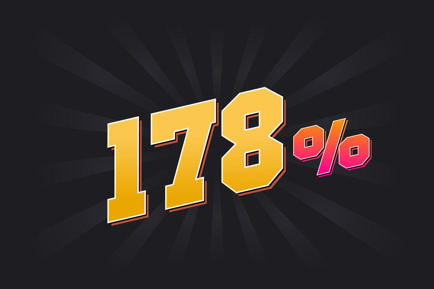 178 banner de descuento con fondo oscuro y texto amarillo. 178 por ciento de diseño promocional de ventas. vector