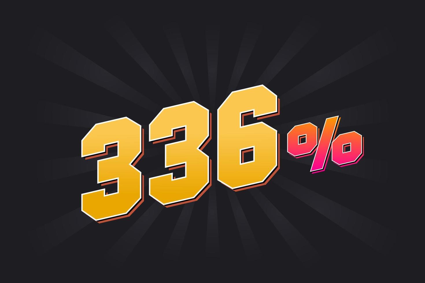 336 discount banner with dark background and yellow text. 336 percent sales promotional design. vector